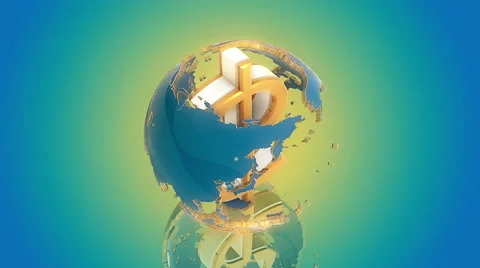 Dollar as axis of the world. Loop animation. Stock Footage 56070784