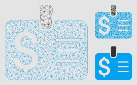 Dollar Badge Vector Mesh Wire Frame Model and Triangle Mosaic Icon Illustrazione stock
