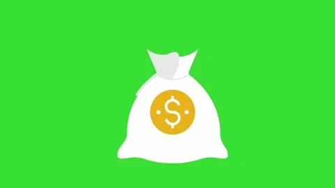 Dollar Bag Bouncing with Gold Coins green screen background (Chroma key) Stock Footage 317865784