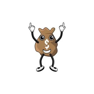 Dollar bag cartoon character vector design illustration Stock Illustration