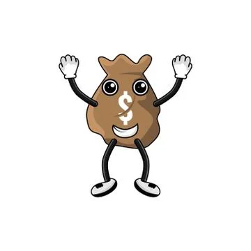 Dollar bag cartoon character vector design illustration Stock Illustration