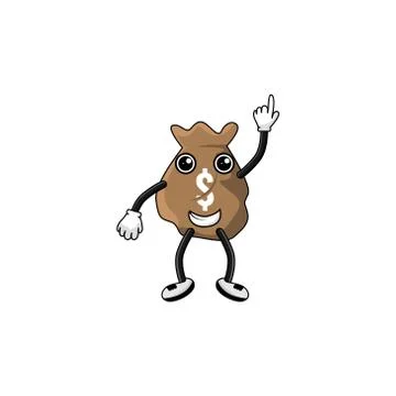 Dollar bag cartoon character vector design illustration 스톡 일러스트