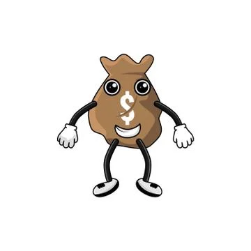 Dollar bag cartoon character vector design illustration Stock Illustration