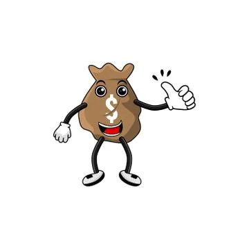 Dollar bag cartoon character vector design illustration Stock Illustration