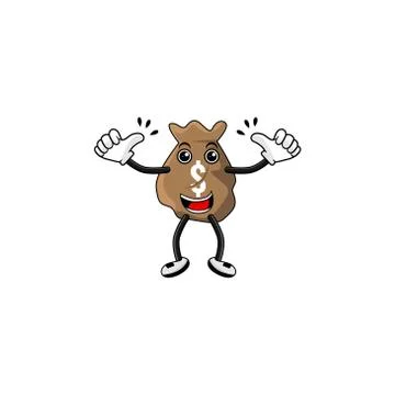 Dollar bag cartoon character vector design illustration Stock Illustration
