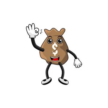 Dollar bag cartoon character vector design illustration Stock Illustration