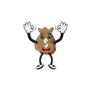 Dollar bag cartoon character vector design illustration 스톡 일러스트
