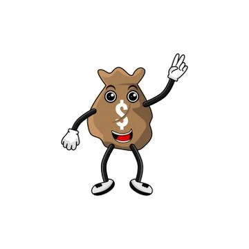 Dollar bag cartoon character vector design illustration Stock Illustration