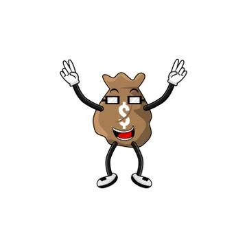 Dollar bag cartoon character vector design illustration Stock Illustration
