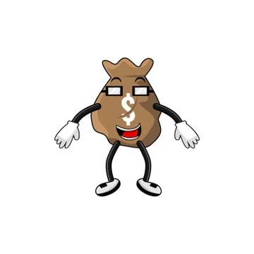 Dollar bag cartoon character vector design illustration Stock Illustration