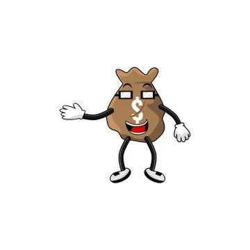 Dollar bag cartoon character vector design illustration 스톡 일러스트