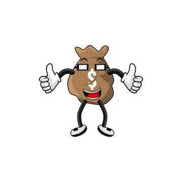Dollar bag cartoon character vector design illustration Stock Illustration