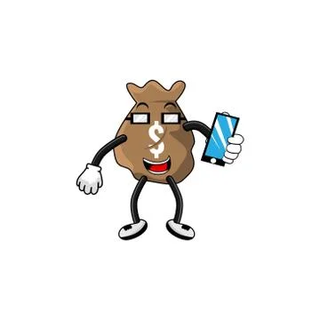 Dollar bag cartoon character vector design illustration Stock Illustration