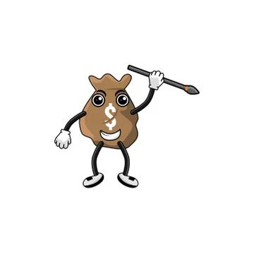 Dollar bag cartoon character vector design illustration Stock-Illustration