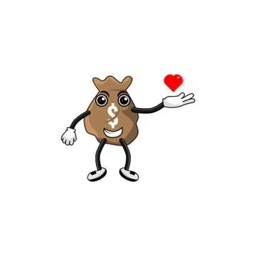 Dollar bag cartoon character vector design illustration Stock Illustration