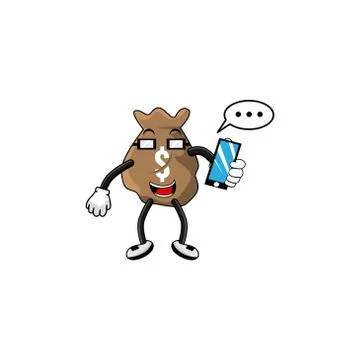 Dollar bag cartoon character vector design illustration Stock Illustration
