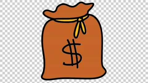 Dollar bag icon cartoon hand drawn illustration animation sketch transparent Stock Footage 44805085