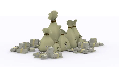 Dollar Bags Background in a 3D animation Stock Footage 252000550