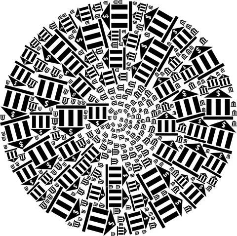 Dollar Bank Icon Exploding Spheric Globula Mosaic Stock Illustration