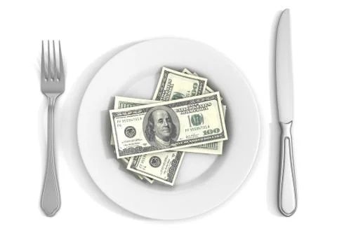 Dollar Bank Notes on White Plate Illustrazione stock