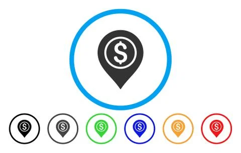 Dollar Bank Pointer Rounded Icon Stock Illustration