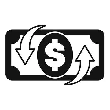 Dollar banknote with up and down arrows icon representing money transfer Stock Illustration