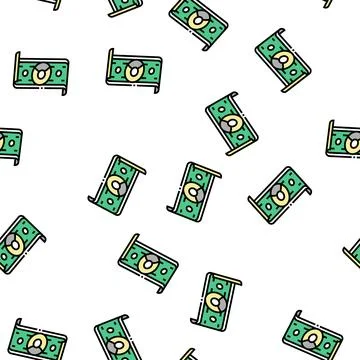 Dollar banknote of business simulator application vector seamless pattern Stock Illustration