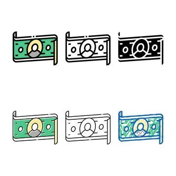 Dollar banknote of business simulator application color icon vector types Illustrazione stock