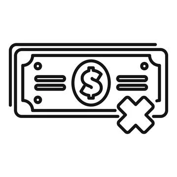 Dollar banknote with a cross over representing refused payment Stock Illustration
