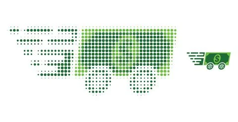 Dollar Banknote Express Halftone Dotted Icon Stock Illustration