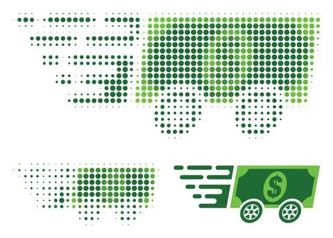 Dollar Banknote Express Halftone Dotted Icon イラスト素材