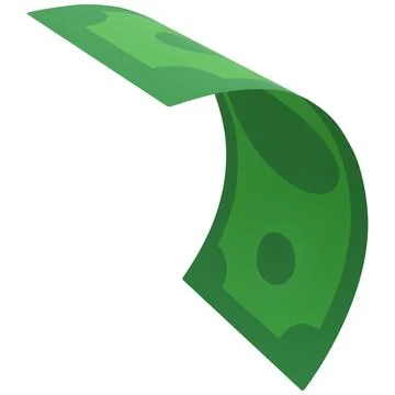 Dollar banknote falling, green paper bill fly, vector 3D realistic cartoon money Stock Illustration