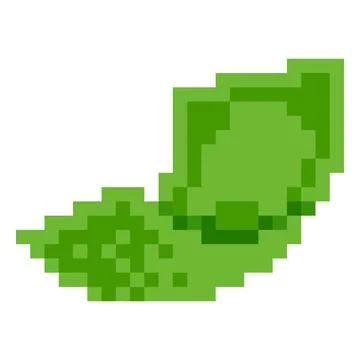 Dollar banknote falling vector pixel art, 8 bit videogame bent green paper bill Stock Illustration