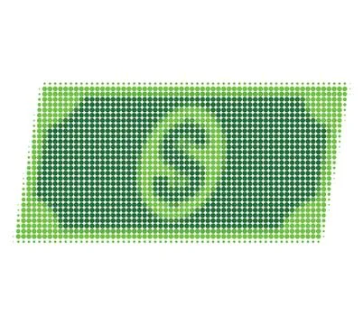 Dollar Banknote Halftone Dotted Icon Illustrazione stock