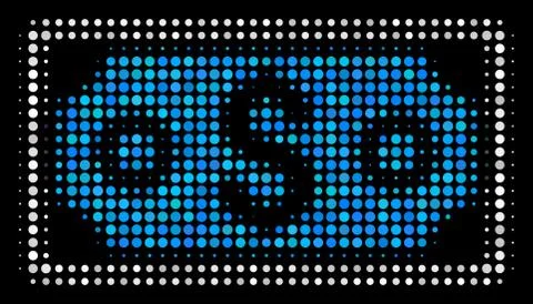 Dollar Banknote Halftone Icon 스톡 일러스트