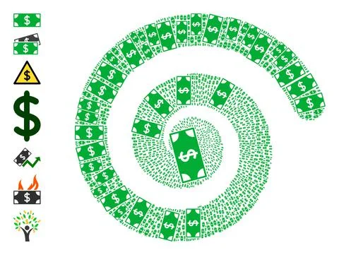 Dollar Banknote Icon Spiral Cycle Mosaic Ilustración de archivo