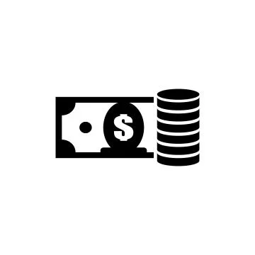 Dollar Banknote with Money Coin Stack. Flat Vector Icon illustration. Simple  イラスト素材