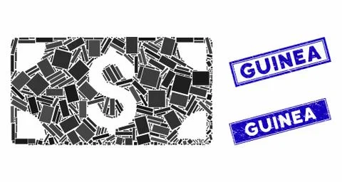 Dollar Banknote Mosaic and Scratched Rectangle Guinea Seals イラスト素材