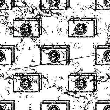 Dollar banknote pattern, grunge, monochrome 库存插图