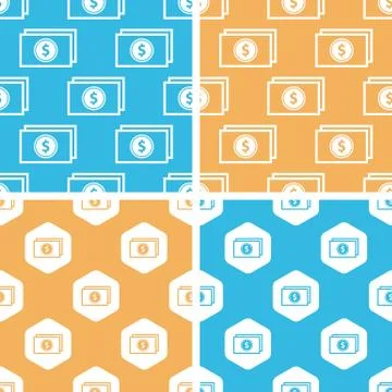 Dollar banknote pattern set, colored 库存插图