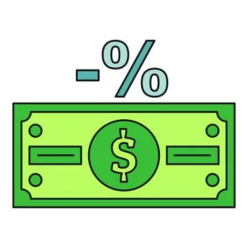 Dollar banknote showing zero percent interest rate concept Stock Illustration