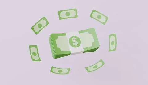 Dollar banknote stack with flying banknotes, economic movements or business Stock Illustration
