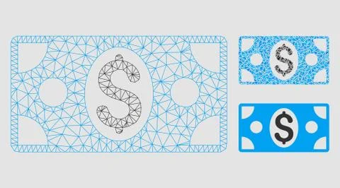 Dollar Banknote Vector Mesh 2D Model and Triangle Mosaic Icon イラスト素材
