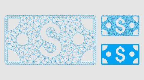 Dollar Banknote Vector Mesh Carcass Model and Triangle Mosaic Icon イラスト素材
