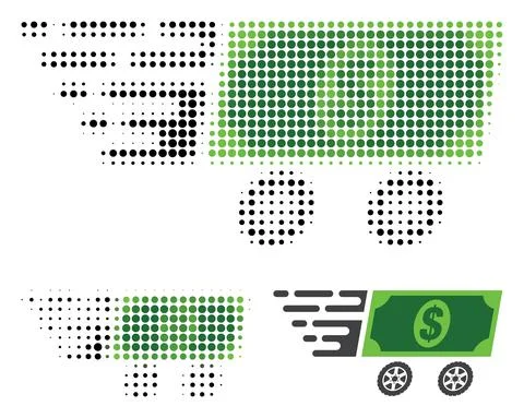 Dollar Banknote Wagon Halftone Dotted Icon イラスト素材