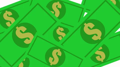 Dollar banknotes appear on a white background. Marketing and success concept Stock Footage 132925351