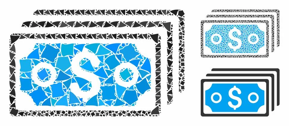 Dollar banknotes Composition Icon of Irregular Pieces 스톡 일러스트