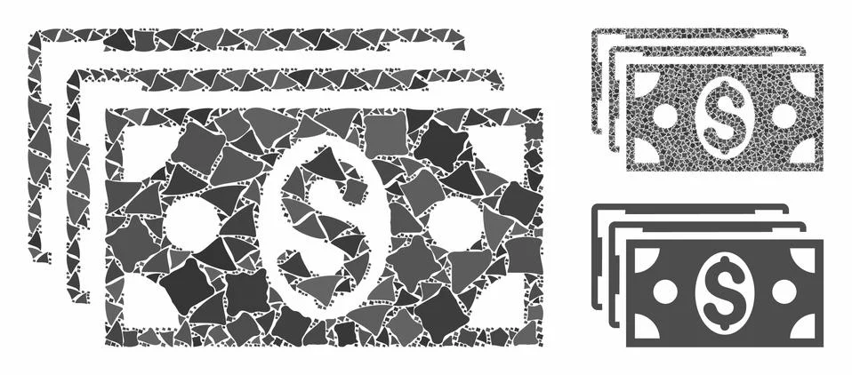 Dollar banknotes Composition Icon of Irregular Elements 스톡 일러스트
