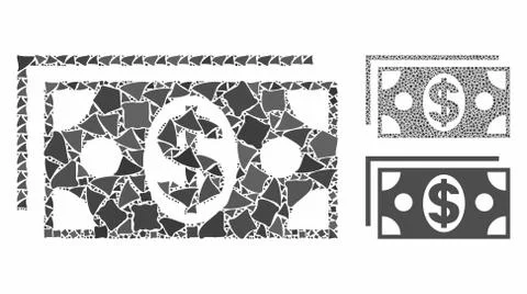 Dollar banknotes Composition Icon of Ragged Items 스톡 일러스트
