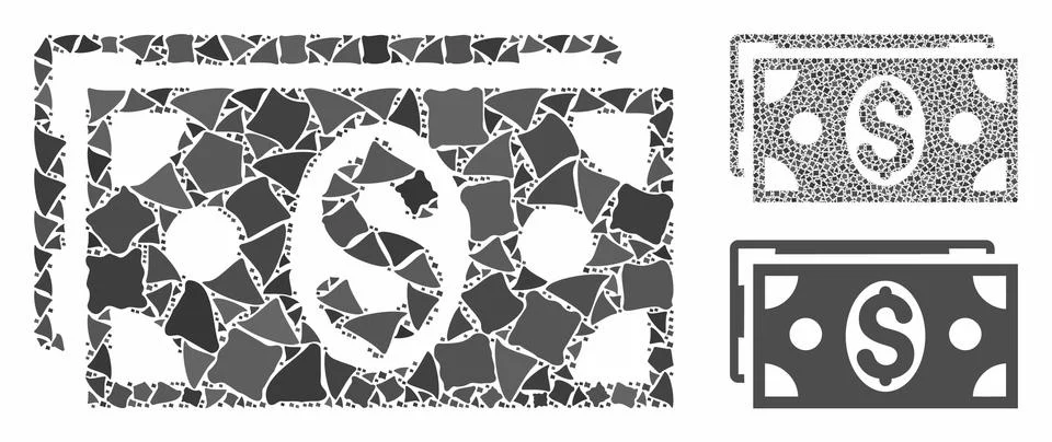 Dollar banknotes Composition Icon of Rugged Parts 스톡 일러스트